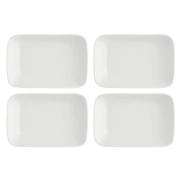 LA PORCELLANA BIANCA ESSENZIALE NEW AGE Set med 4 rektangulära skålar 22 x 15 cm