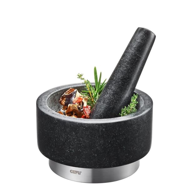 GEFU 35300 mortteli/survin Musta, Ruostumaton teräs Graniitti, Ruostumaton teräs