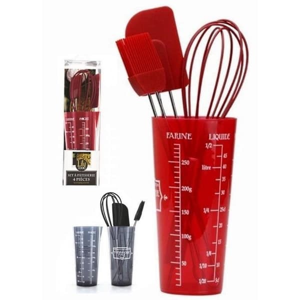 SET 4 KONDIKREDSKAPER MARYSE PISKA BORSTE GLAS DOSERING PVC