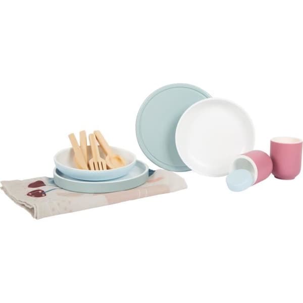 liten fot 12245 Smakfull träbordsservering, kökstillbehör för barn, rollspel från 3 år
