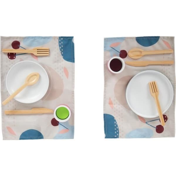 liten fot 12245 Smakfull träbordsservering, kökstillbehör för barn, rollspel från 3 år