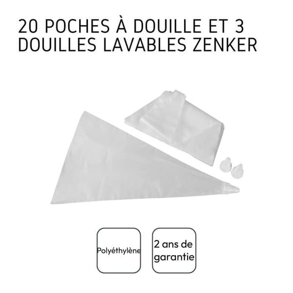 Förpackning med 20 engångsspritsar och 3 återanvändbara plastspetsar 32 cm Zenker Smart Pastry