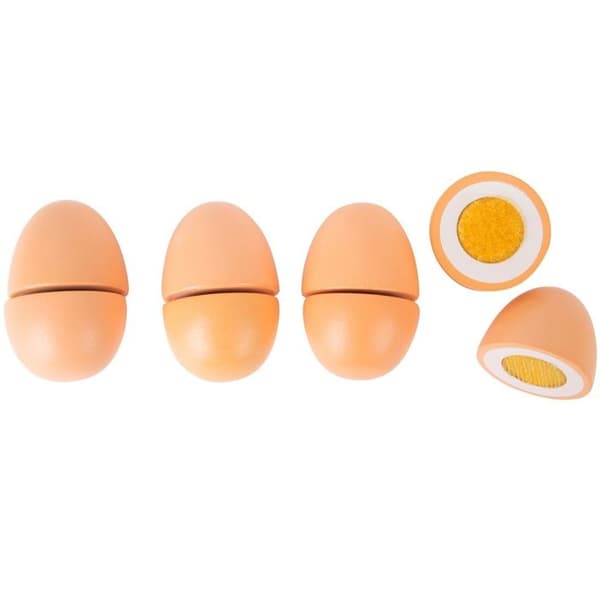 Träegg - Kökstillbehör - Beige - 4 stycken - Hög lekvärde - Kartonglåda