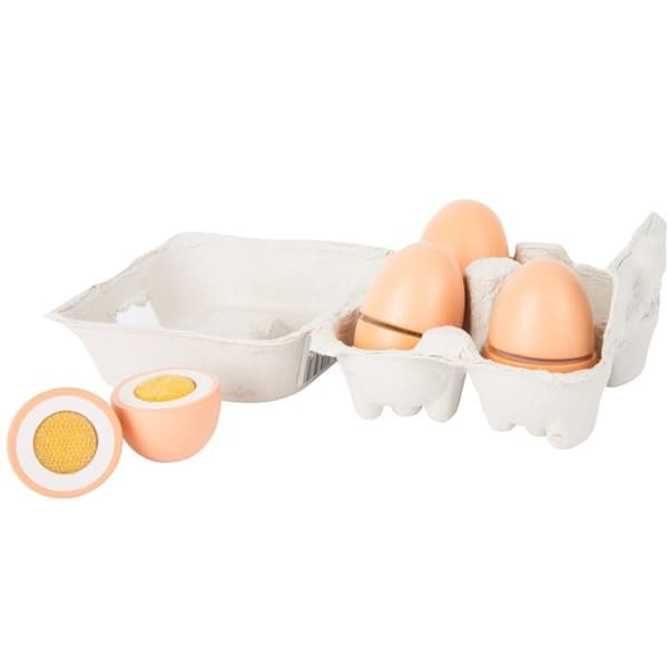 Träegg - Kökstillbehör - Beige - 4 stycken - Hög lekvärde - Kartonglåda