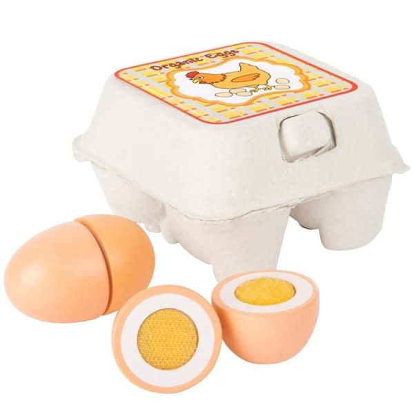 Träegg - Kökstillbehör - Beige - 4 stycken - Hög lekvärde - Kartonglåda
