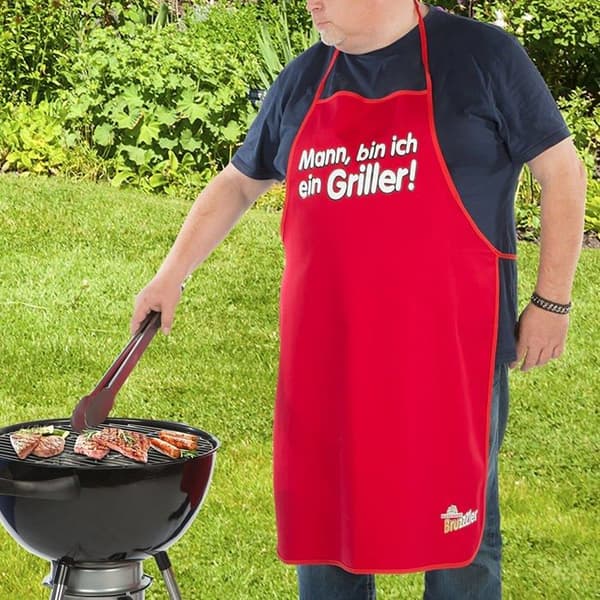Bruzzzler kökstillbehörset grillförkläde med Mann-tryck, bin ich ein Griller röd