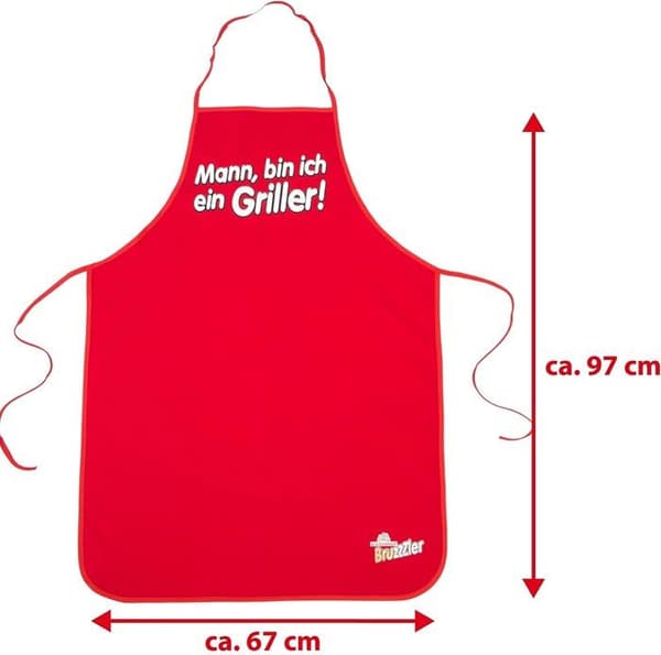 Bruzzzler kökstillbehörset grillförkläde med Mann-tryck, bin ich ein Griller röd