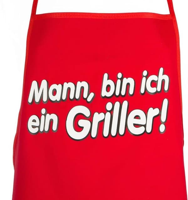 Bruzzzler kökstillbehörset grillförkläde med Mann-tryck, bin ich ein Griller röd