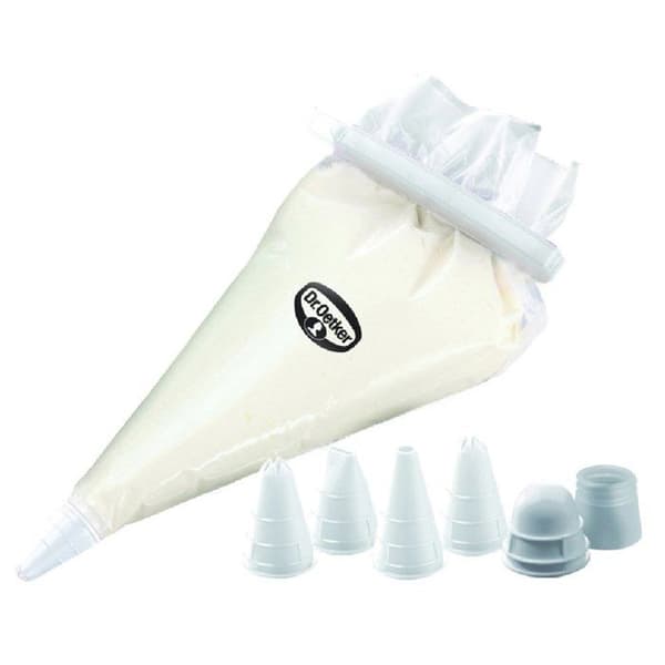 Dr. oetker - 2457 - Klassisk spritspåse med 4 munstycken Vit plast 10 x 10 x 35 cm 10 Styck