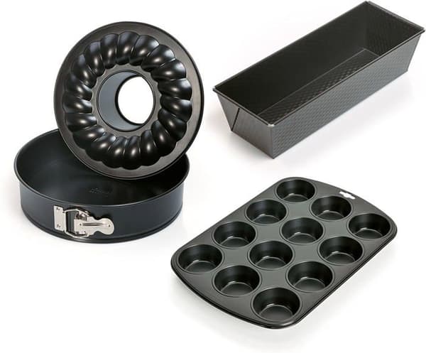 Kaiser bakverk set - 2300755441 - Backform-Set 4tlg. Classic-SP/KO/MU, Stål, Svart, 26 cm