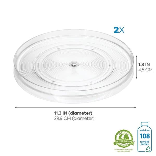Idesign - 54030M2 - Linus Set med 2 Kök, skafferi eller bänkskiva Lazy Susan, Clear, 11"