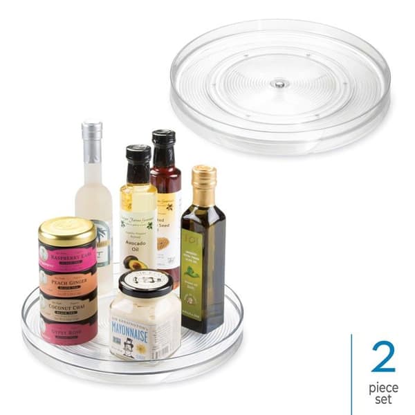 Idesign - 54030M2 - Linus Set med 2 Kök, skafferi eller bänkskiva Lazy Susan, Clear, 11"