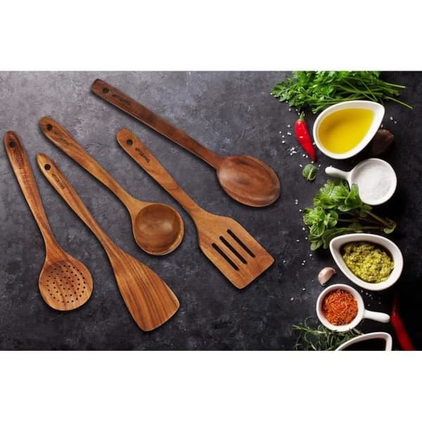 Köksredskap - StarBlue - Set med 6 i akacieträ - Ekologiska - Non-stick - Hållbara