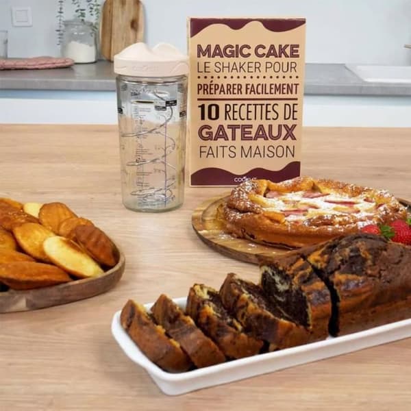 Baksetti för bakverk - COOKUT - Magic Cake - 10 enkla recept - Transparent glas - Tydliga instruktioner