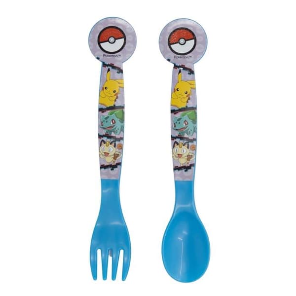 Ensemble ustensiler - set med redskap Stor - 08017 - SET MED 2 BESTICK FÖR BARN. I BPA-FRI PLAST - POKEMON DISION