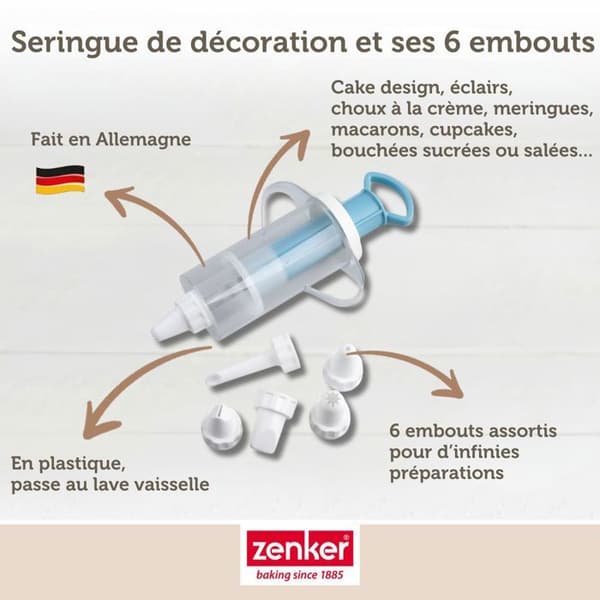 Tårtdekoreringsspruta - Zenker - 42803 - 6 munstycken - Plast - Lätt tårtdesign