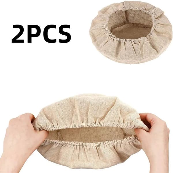 2 kpl pyöreää pellavakangasta leipäkoriin, peittoon, vuorattuun, ihanteellinen leipätaikinaan ja sämpylään