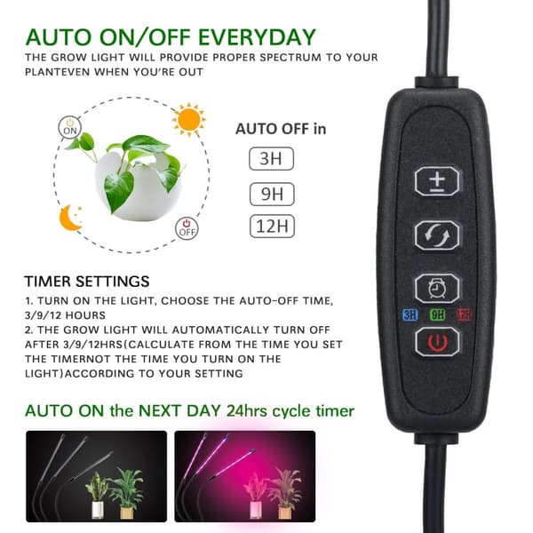 Plantelampe, 60 LED fullspektret vokselampe Plantelys Plantelampe 3 timere