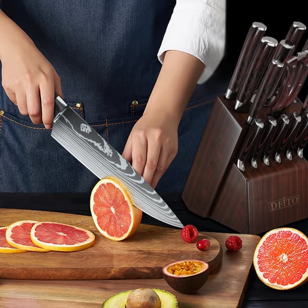 Knivset, 14-delars kollektion, högkvalitativt kolstål, vass blad
