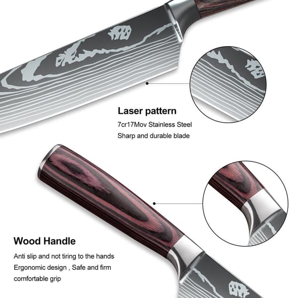 Knivset, 14-delars kollektion, högkvalitativt kolstål, vass blad