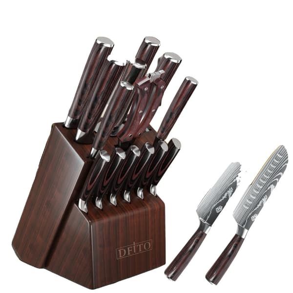 Knivset, 14-delars kollektion, högkvalitativt kolstål, vass blad