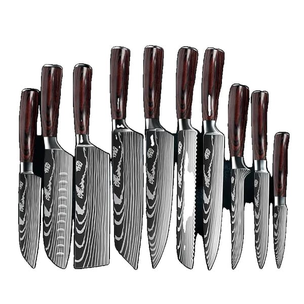 Keittiöveitsisarja, premium ruostumattomasta teräksestä valmistetut terät, ergonomiset puukahvat,10KPL SET