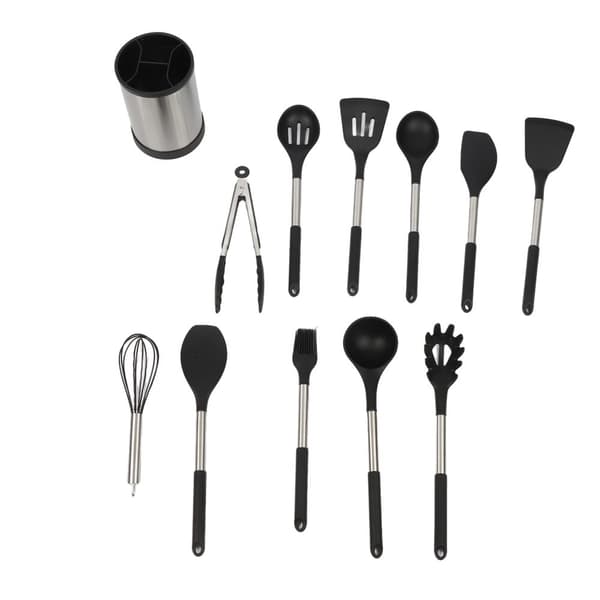 Silicone Keittiövälineet Setti, Ekologinen, Lämpöä Kestävä, Monipuoliset Työkalut,musta