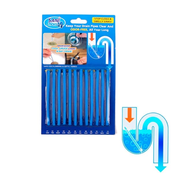 Sani Sticks Avloppsrens 12 st. (Tillverkad av naturliga materialer)