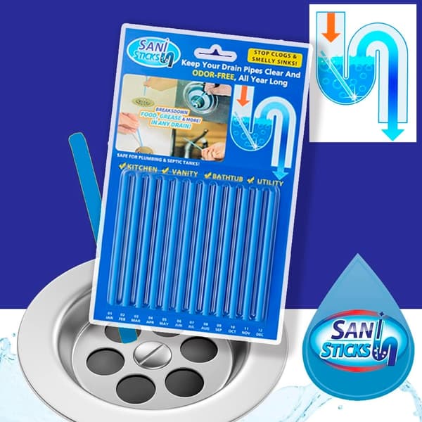 Sani Sticks Avloppsrens 12 st. (Tillverkad av naturliga materialer)