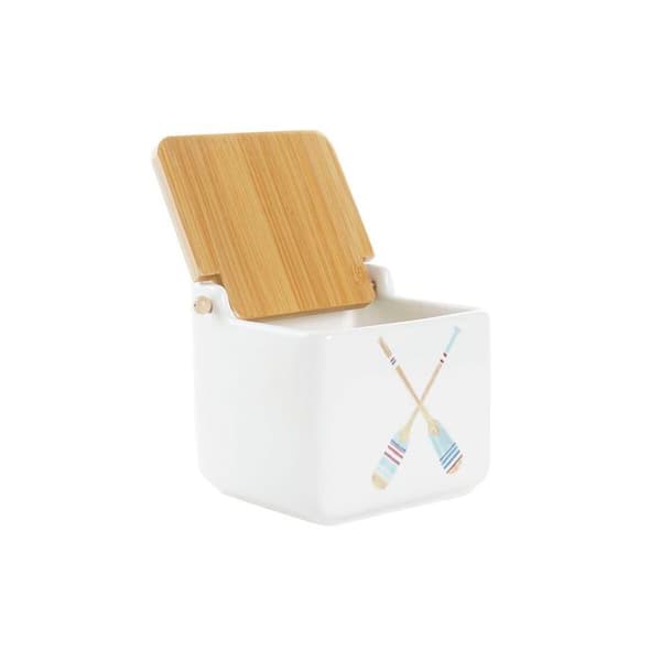 Salière med bambulock dolomit DKD Home Decor 12,5x12,5x11,5 cm (x4)