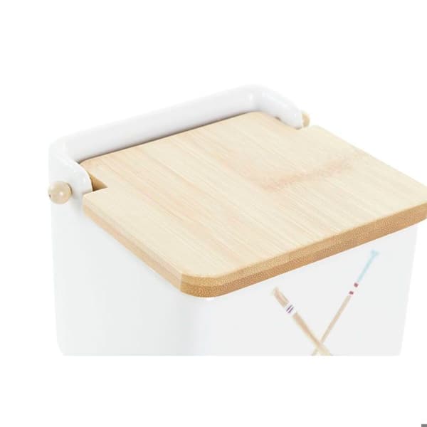 Salière med bambulock dolomit DKD Home Decor 12,5x12,5x11,5 cm (x4)