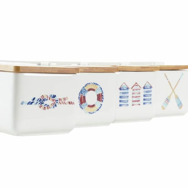 Salière med bambulock dolomit DKD Home Decor 12,5x12,5x11,5 cm (x4)