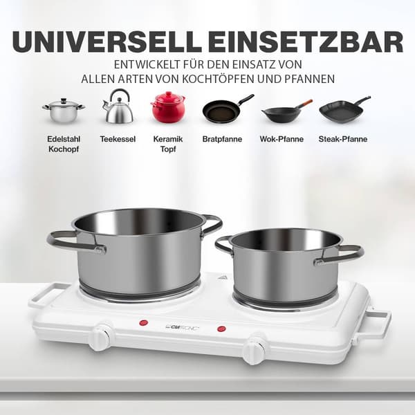 Clatronic DKP 3583 271699 Dubbel kokplatta med manuell temperaturinställning