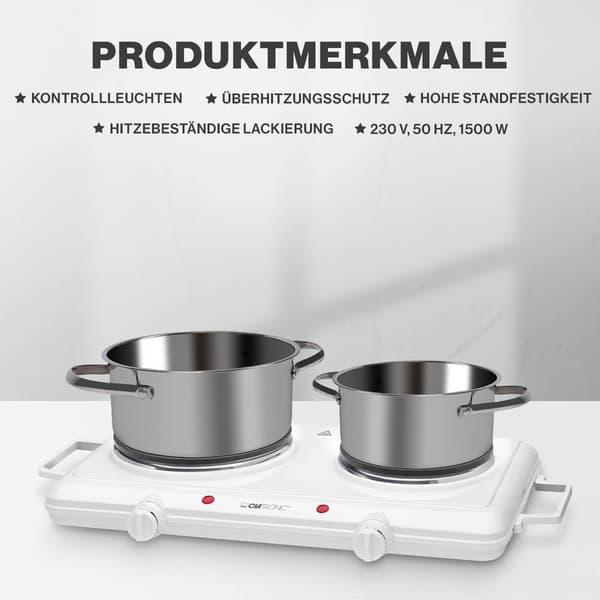 Clatronic DKP 3583 271699 Dubbel kokplatta med manuell temperaturinställning