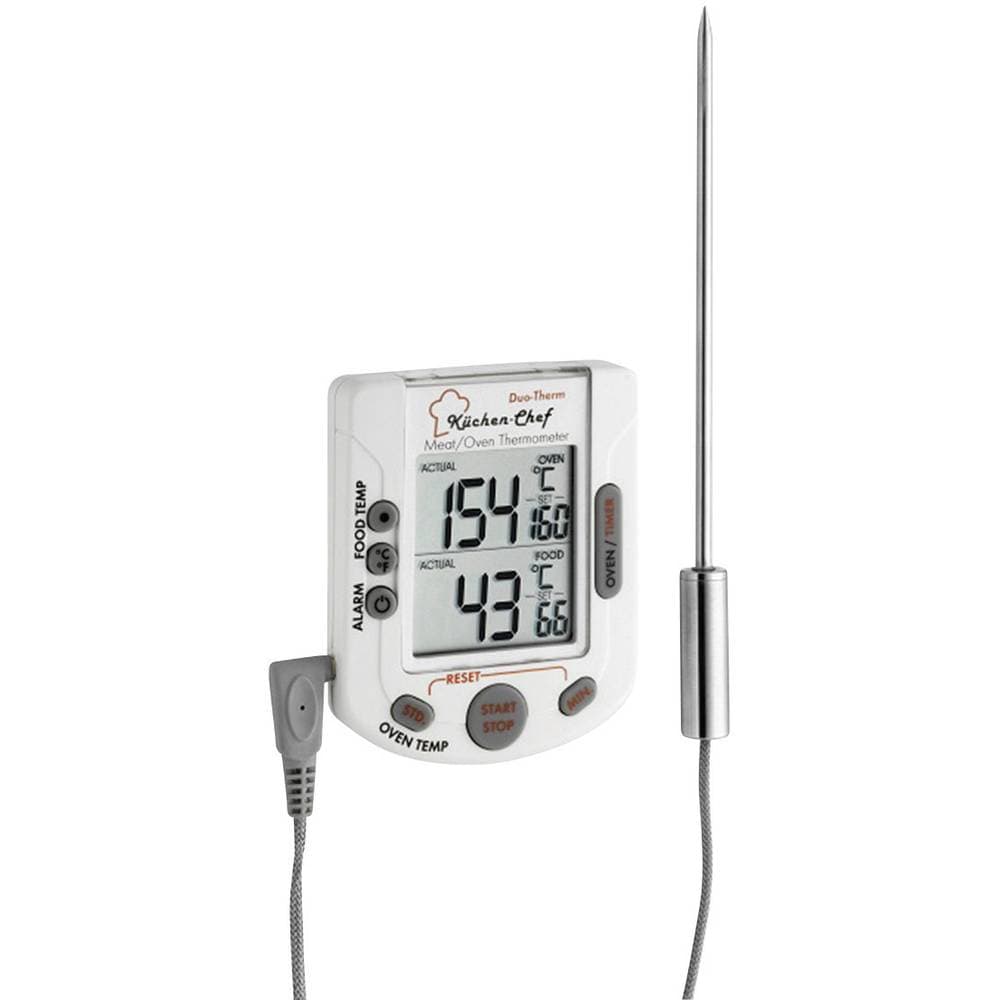 TFA Dostmann 14.1503 Kökstermometer Ugn- och kärntemperatur, med touchscreen, med timer, Larm Gris, Såser, Rådjur, Lamm
