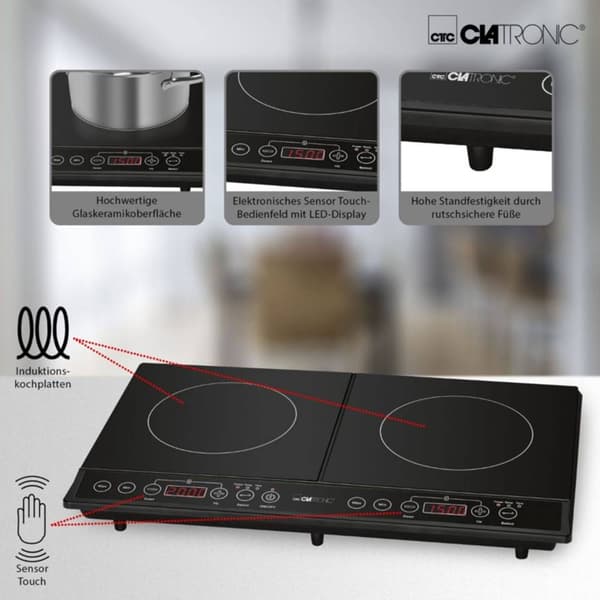 Clatronic DKI 3609 263703 Induktionsplatta med detektering av pannor