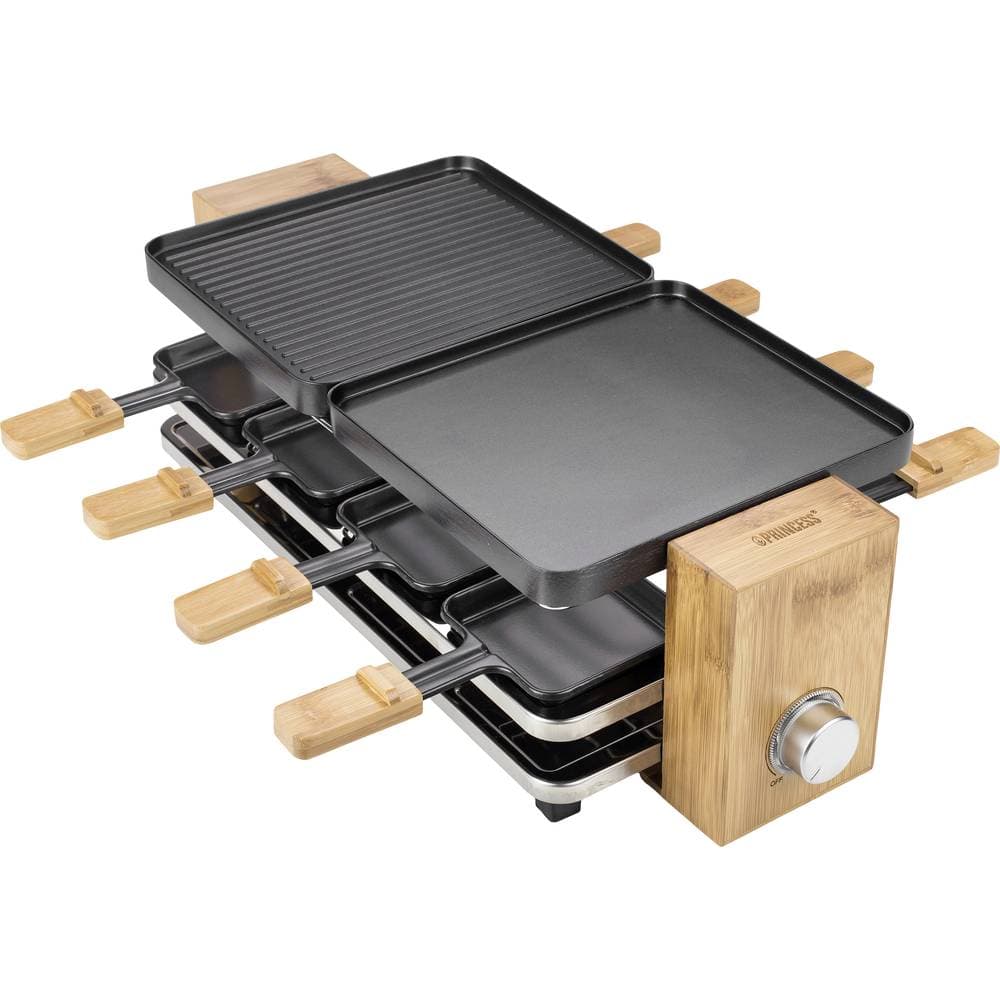 Princess Pure 8 Raclette 8 pannor Bambus, Svart