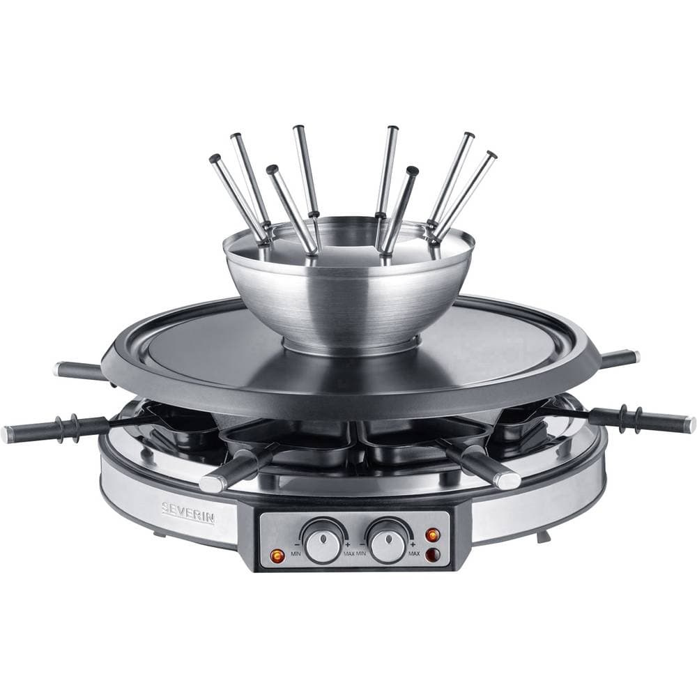 Severin RG 2348 Raclette 8 fonduegafflar, 8 pannor Rostfritt stål, Svart