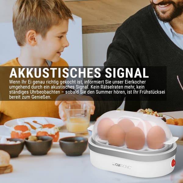 Clatronic EK3497 Äggkokare med äggpickare, med mätglas Vit