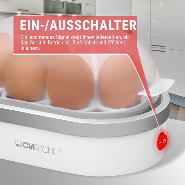 Clatronic EK3497 Äggkokare med äggpickare, med mätglas Vit