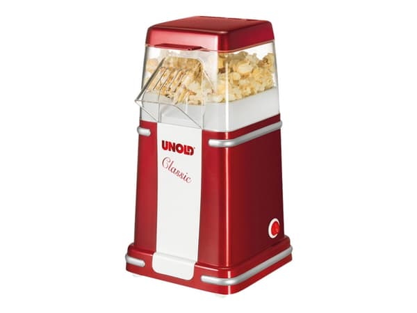 UNOLD 48525 - Popkornmaker - 900 W - metallisk rød / sølv / hvit