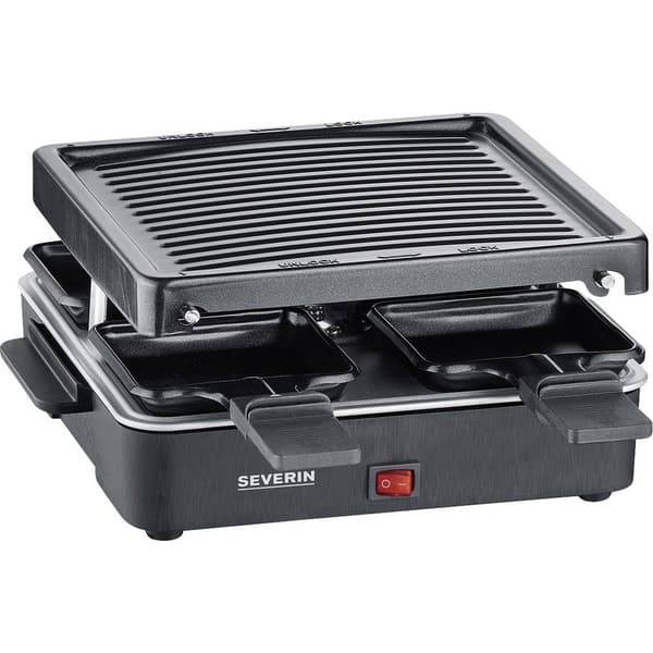 Severin 2370 Raclette Non-stick-beläggning, 4 pannor, Grillfunktion Svart