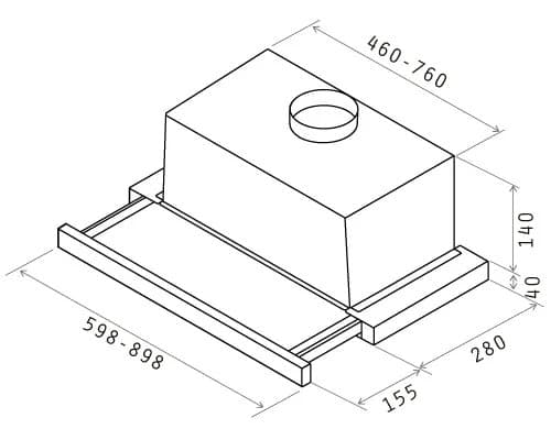 Elica ELITE14 LUX WH/A/60, 350 m³/h, Kanavoitu, 53 dB, 62 dB, Allerakennettu, Valkoinen