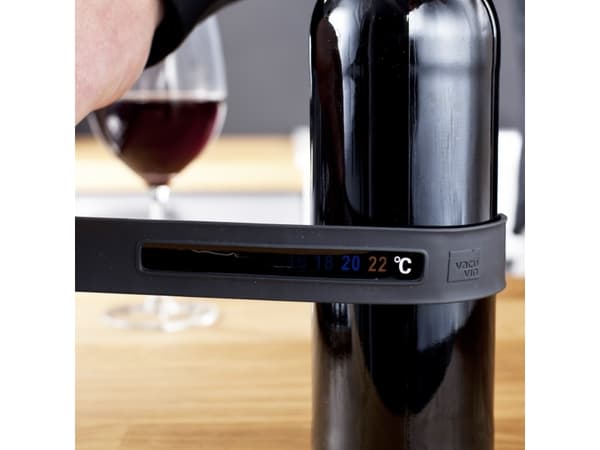 Vacu Vin 7236303, Kiinni napsautettava pullon lämpömittari, Asteikko, Grafiitti, 4 - 22 °C