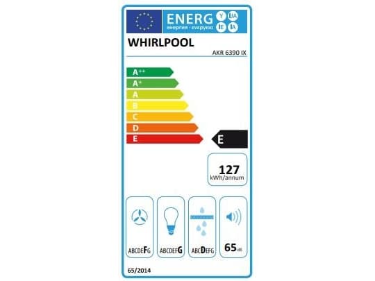 Whirlpool AKR 6390/1 IX, 304 m³/t, E, D, D, 62 dB, 125 m³/t