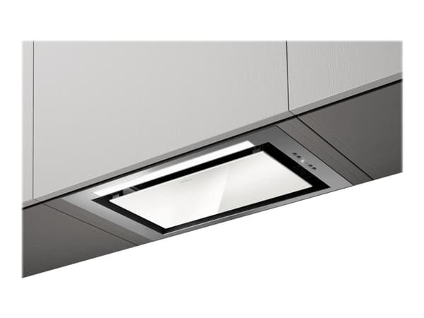 Elica Hidden 2.0 IXGL/A/90 - Kåpa - huv - Fördjupning - bredd: 69.4 cm - djup: 26.25 cm - utsug och återcirkulering (-) - rostfritt stål/vitt glas