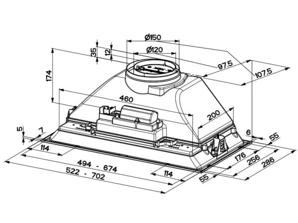 FABER S.p.A. Inka Smart HC X A52, 390 m³/t, Ducted/Resirkulerende, C, D, C, 70 dB