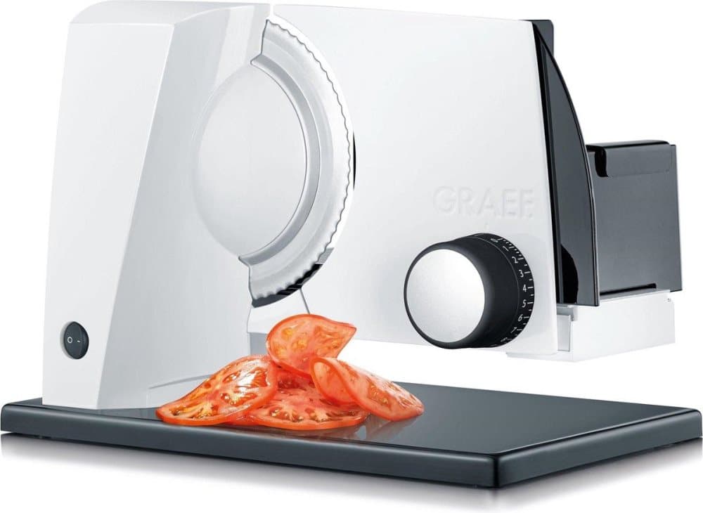 Graef SKS 11001 skärmaskin Elektrisk Vit Aluminium 170 Watt 0 till 20 mm tandad kniv