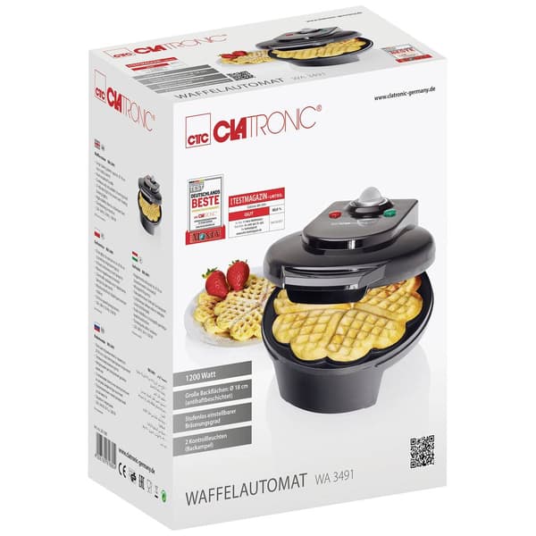 Clatronic WA 3491 Våffeljärn Non-stick-beläggning Svart