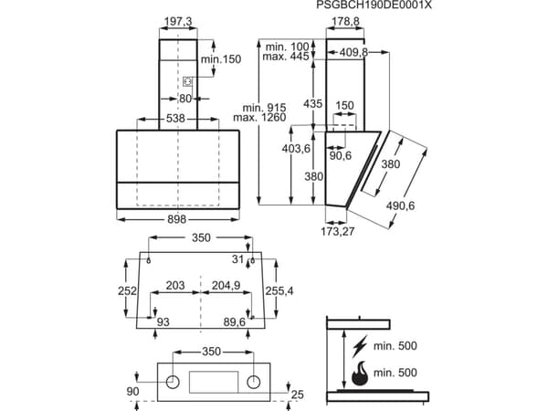 Electrolux LFV619K, 700 m³/t, eksos/resirkulering, A, A, F, 63 dB